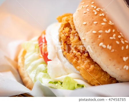 deep fried chicken burger deep fried chicken burger 47458785