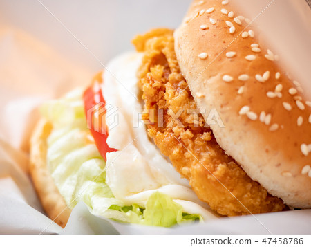 deep fried chicken burger deep fried chicken burger 47458786