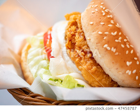 deep fried chicken burger deep fried chicken burger 47458787
