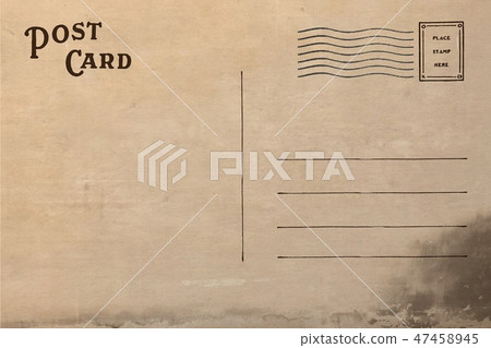 Back of vintage blank postcard with dirty stain Back of vintage blank postcard with dirty stain 47458945