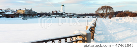 panorama of Vyborg castle and Castle island   47461043