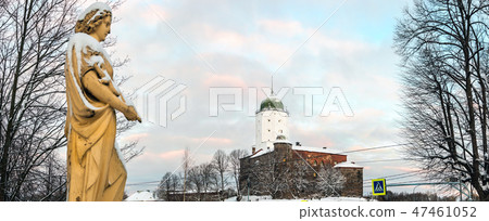 Vyborg castle in the early winter morning  47461052