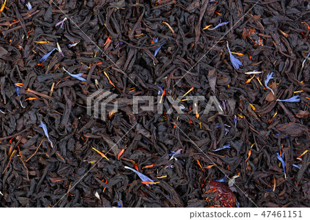 Black tea with slices of dried cherry, safflower petals for your unique project. Black tea with slices of dried cherry, safflower petals for your unique project. 47461151