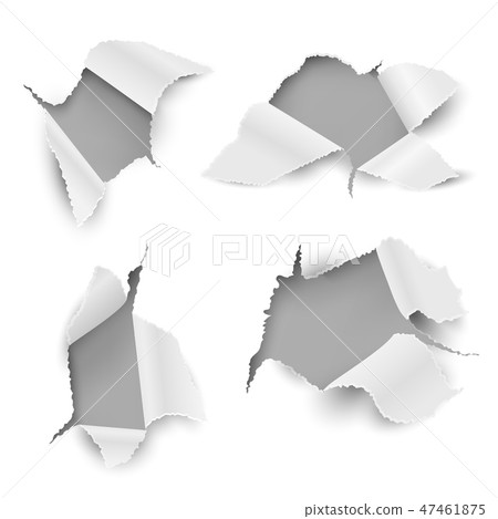 Paper holes. Ragged torn sheet realistic ripped page sticker bullet hole card rip edge promotional Paper holes. Ragged torn sheet realistic ripped page sticker bullet hole card rip edge promotional 47461875
