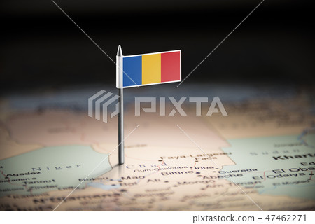 Chad marked with a flag on the map 47462271