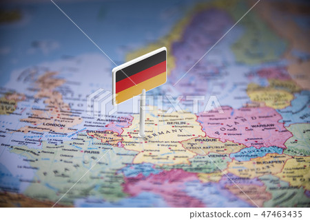 Germany marked with a flag on the map 47463435