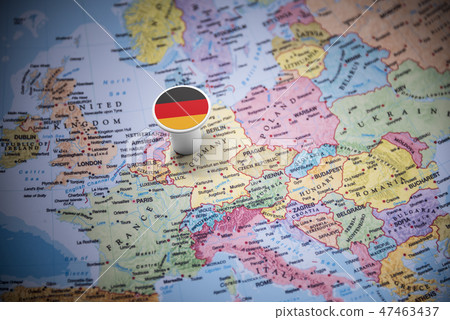 Germany marked with a flag on the map 47463437
