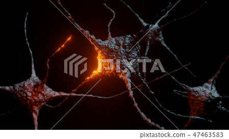 Neurons abstract dark background with red flares 47463583