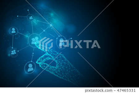 Hand touching social network icons 47465331