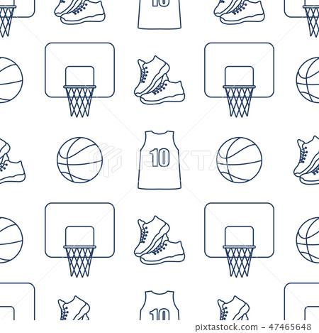 Sports seamless pattern Basketball equipment. Sports seamless pattern Basketball equipment. 47465648