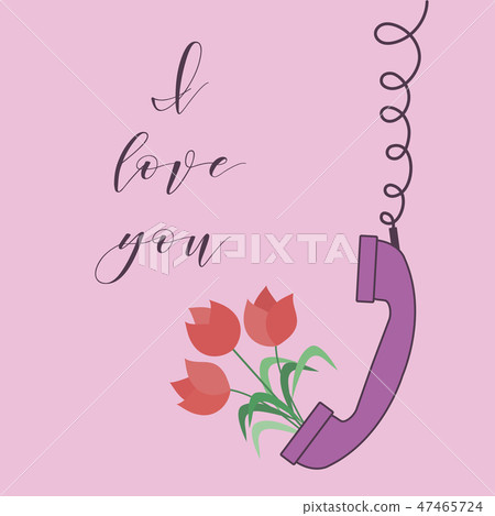 Handle handset and flowers Romantic background. 47465724