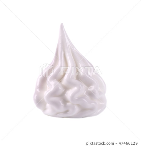 Whipped cream swirl, isolated on white background. Whipped egg whites, with clipping path. 47466129