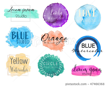 Watercolor logo set, Feminine logo design set. Watercolor logo set, Feminine logo design set. 47466368