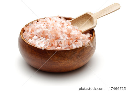 Himalaya salt in wooden bowl Himalaya salt in wooden bowl 47466715