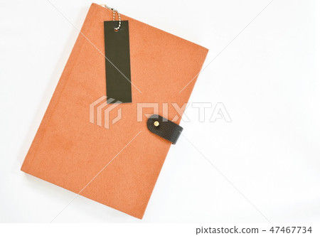 diary book with black bookmark on white background 47467734