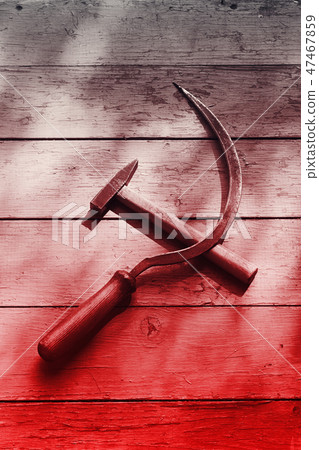 Sickle and  hammer colored red 47467859
