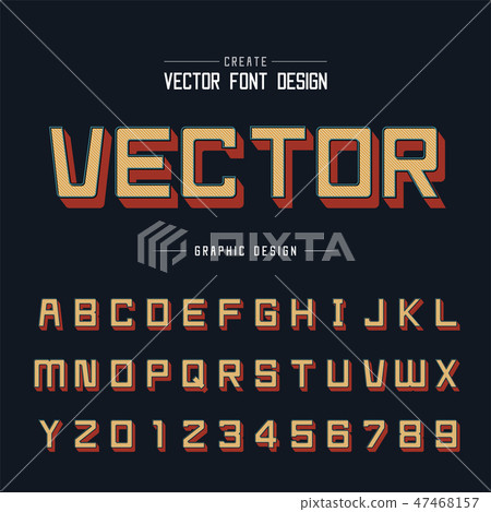 Line Font alphabet vector Shadow Square typeface Line Font alphabet vector Shadow Square typeface 47468157