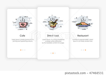 Onboarding screens design in food concept. 47468531