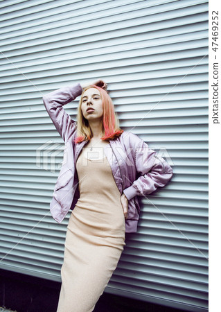 young pretty fashion dressed blong teenage girl posing friendly street style, lifestyle people young pretty fashion dressed blong teenage girl posing friendly street style, lifestyle people 47469252