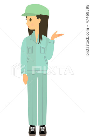Worker Female Guiding with one hand Full body 47469398