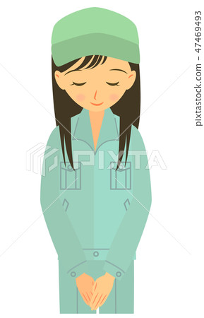 工人女人向上半身鞠躬 47469493