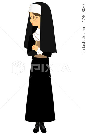 A nun standing sideways (Sister) whole body 47469880