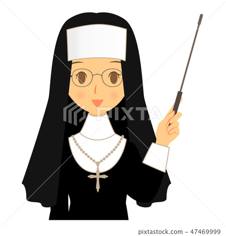 The nuns (sister) upper body holding a pointer The nuns (sister) upper body holding a pointer 47469999