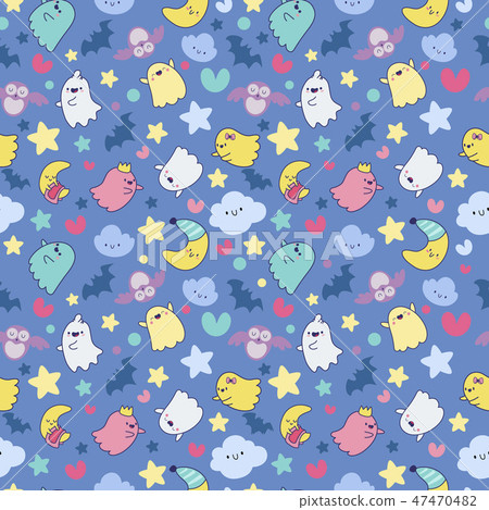 seamless pattern in kawaii style 47470482