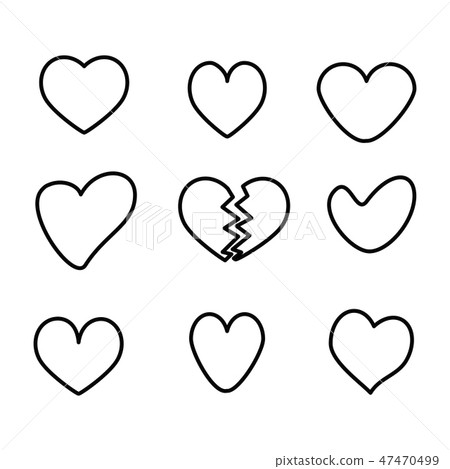 Silhouette Heart. Love icons. 47470499