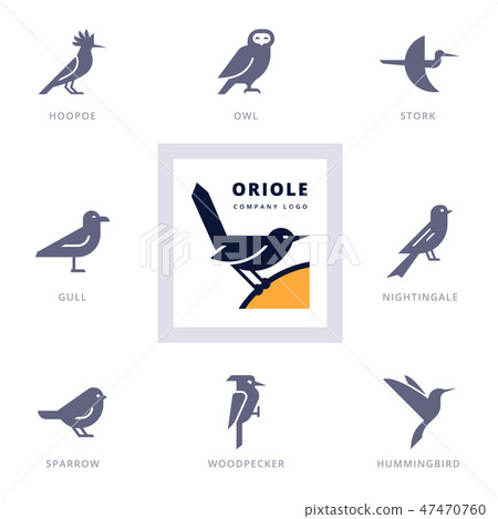 Birds icon set for sign our company. 47470760