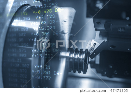 The abstract scene of CNC lathe machine. 47471505