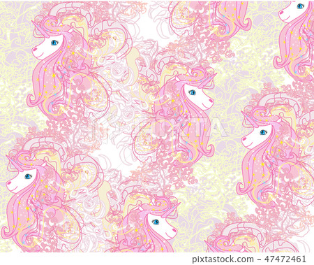 Seamless pattern with cute unicorns - Stock Illustration [47472461] - PIXTA