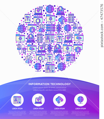 Information technology in circle thin line icons Information technology in circle thin line icons 47473576
