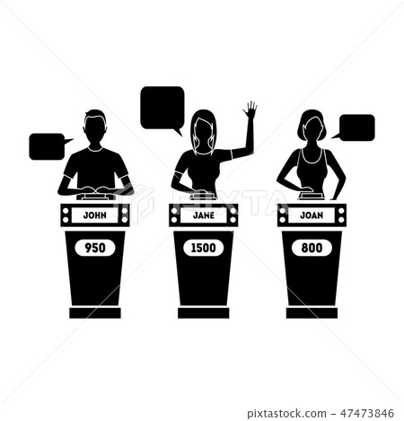 Cartoon Silhouette Black People Quiz Game Show Concept. Vector Cartoon Silhouette Black People Quiz Game Show Concept. Vector 47473846
