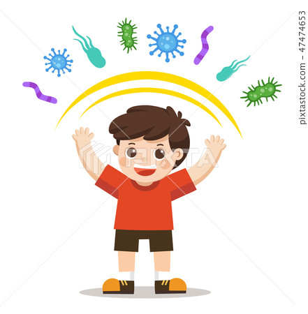Healthy Boy reflect bacteria attack. Healthy Boy reflect bacteria attack. 47474653