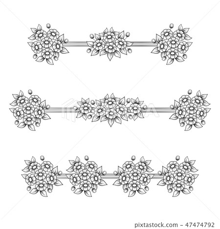 Daisy flowers linear patterns - Stock Illustration [47474792] - PIXTA