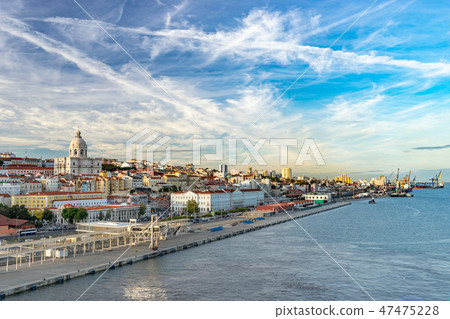 Lisbon, Portugal skyline and cityscape of the cruise port on the Tagus River 47475228