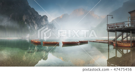 Lago di Braies in National Park Dolomites, Italy 47475456