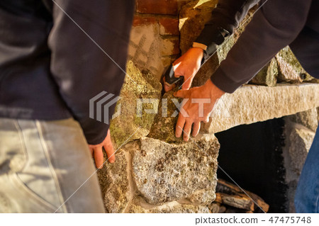 Decorating fireplace with rocks old vintage design 47475748