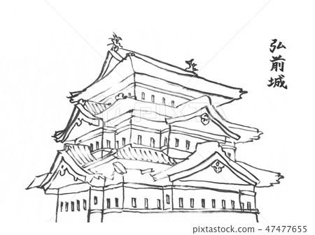 Illustration Hirosaki Castle 100 Great castle Illustration Hirosaki Castle 100 Great castle 47477655