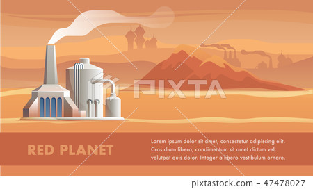 Illustration Technical Station Surface Red Planet Illustration Technical Station Surface Red Planet 47478027