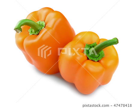 orange sweet bell pepper isolated on white background orange sweet bell pepper isolated on white background 47478418
