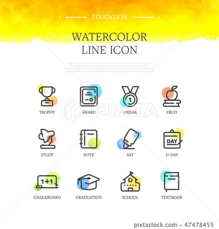 Water color line icon set - Stock Illustration [47478455] - PIXTA