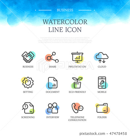 水彩線圖標集 47478458