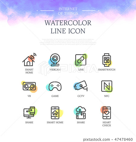 Water color line icon set - Stock Illustration [47478460] - PIXTA