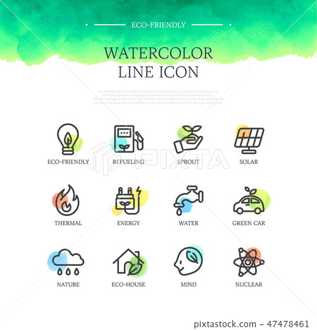 水彩線圖標集 水彩線圖標集 47478461