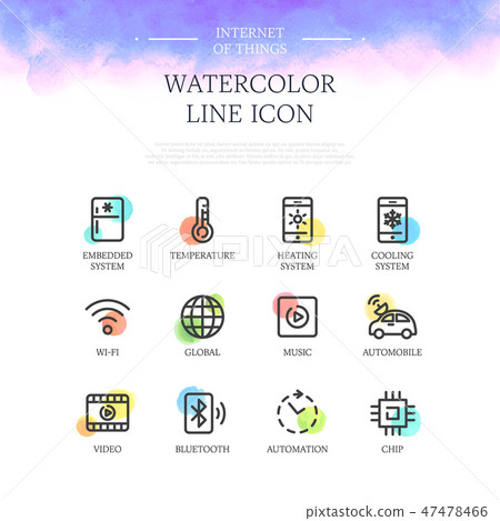Water color line icon set - Stock Illustration [47478466] - PIXTA