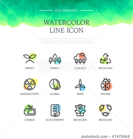 Water color line icon set - Stock Illustration [47478468] - PIXTA