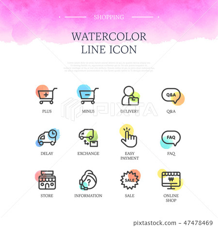 Water color line icon set - Stock Illustration [47478469] - PIXTA