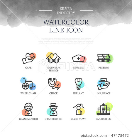 Water color line icon set - Stock Illustration [47478472] - PIXTA